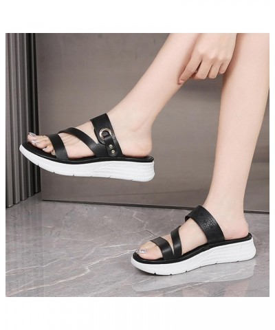 Slippers for Women Solid Color Open Toe Soft Thick Soled Sandals Women with Arch Support Summer Casual Flip Flops X1 Black $1...