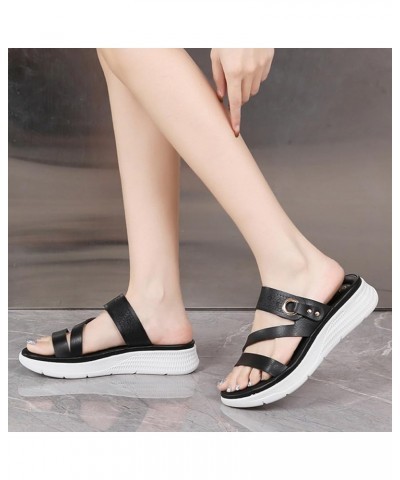 Slippers for Women Solid Color Open Toe Soft Thick Soled Sandals Women with Arch Support Summer Casual Flip Flops X1 Black $1...