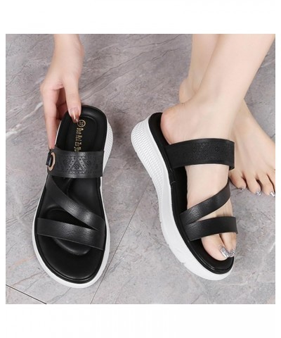 Slippers for Women Solid Color Open Toe Soft Thick Soled Sandals Women with Arch Support Summer Casual Flip Flops X1 Black $1...