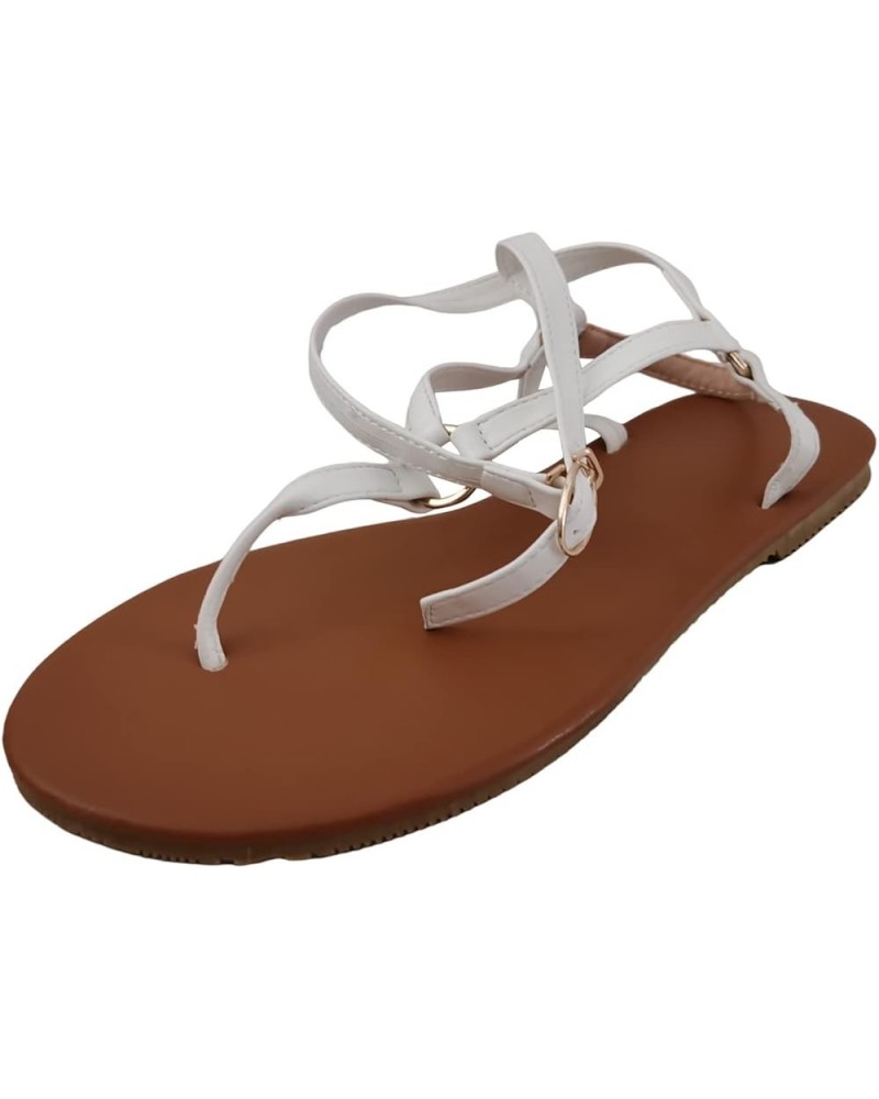 Sandals for Women, Women's Flip Flops Summer Open Toe Shoes Casual Buckle Strap Clip Toe Sandals for Beach Travel White 6.5 $...