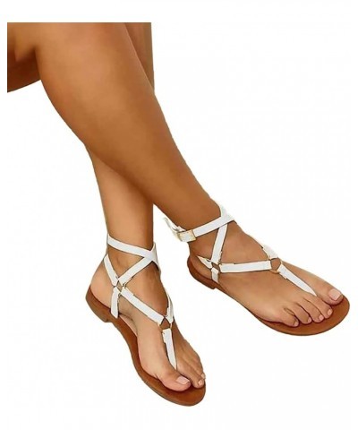 Sandals for Women, Women's Flip Flops Summer Open Toe Shoes Casual Buckle Strap Clip Toe Sandals for Beach Travel White 6.5 $...