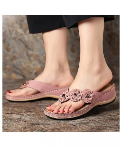 Womens Arch Support Plantar Fasciitis Flip Flop Peep Toe Sandal Straps Non Slip High Heel Shoes 154-ibzwp-d-pink $13.19 Sandals