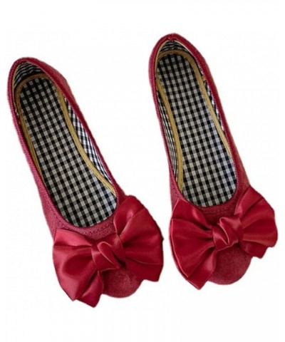 Women's Classic Bowtie Flats Ballets Walking Comfort, Slip on Comfortable Simple Flat Shoes Red US 10 $12.67 Flats