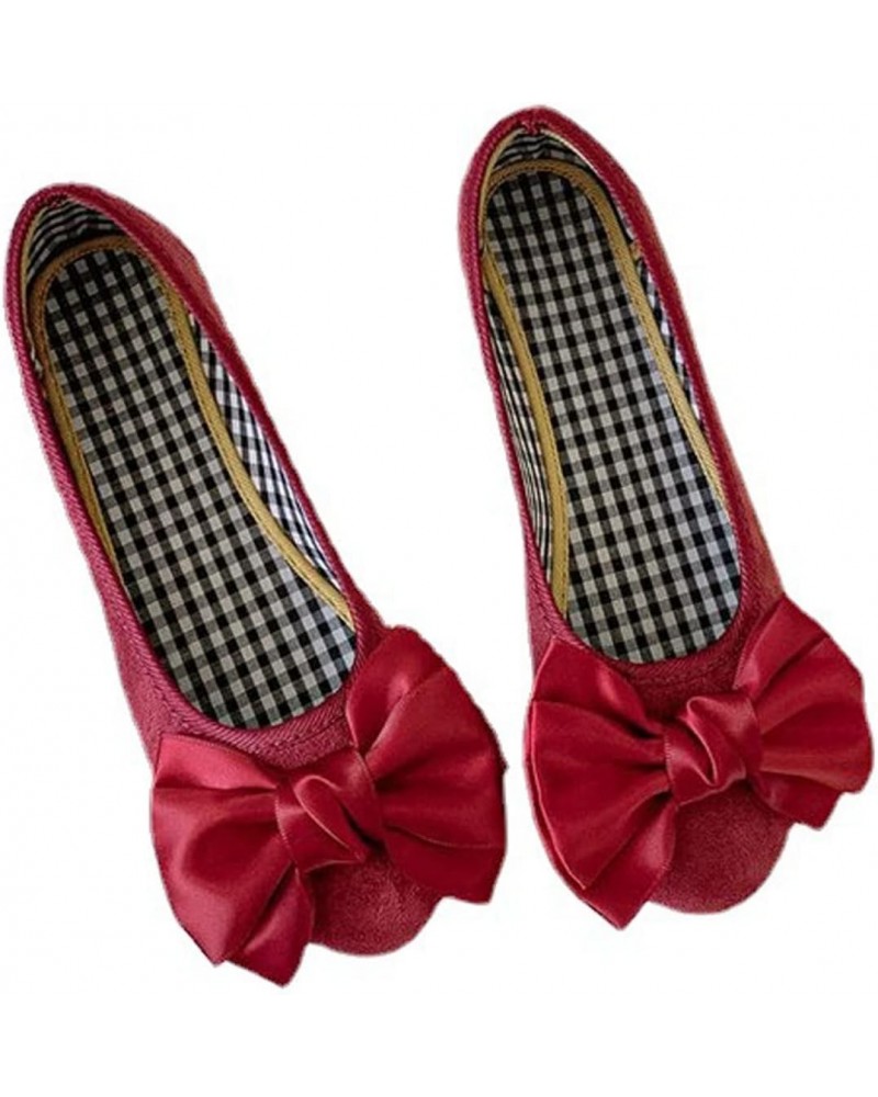 Women's Classic Bowtie Flats Ballets Walking Comfort, Slip on Comfortable Simple Flat Shoes Red US 10 $12.67 Flats