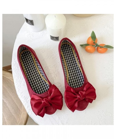 Women's Classic Bowtie Flats Ballets Walking Comfort, Slip on Comfortable Simple Flat Shoes Red US 10 $12.67 Flats