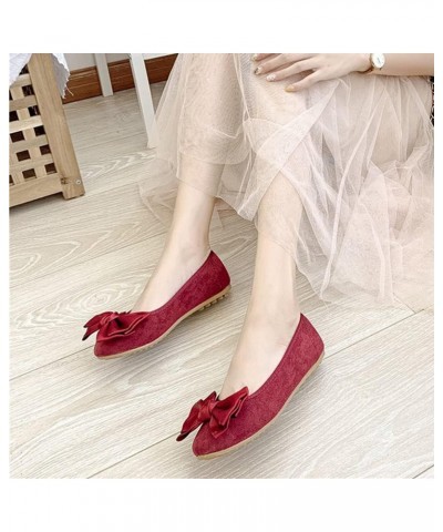 Women's Classic Bowtie Flats Ballets Walking Comfort, Slip on Comfortable Simple Flat Shoes Red US 10 $12.67 Flats