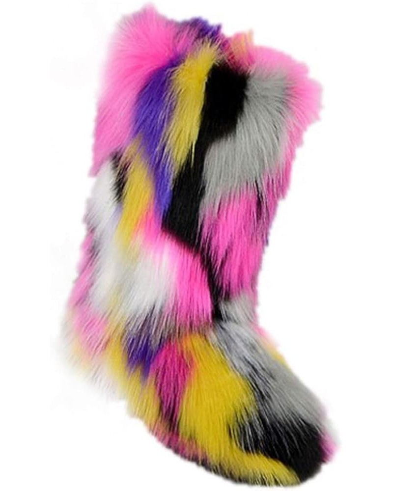 Women Faux Fur Snow Boot with Fur Lining Plus Size Winter Warm Outdoor Furry Fluffy 2020 Fashion Multicolored 4 $33.04 Boots