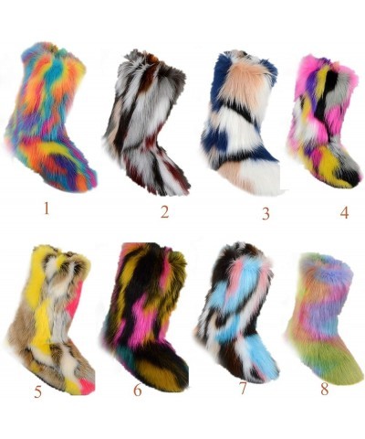 Women Faux Fur Snow Boot with Fur Lining Plus Size Winter Warm Outdoor Furry Fluffy 2020 Fashion Multicolored 4 $33.04 Boots