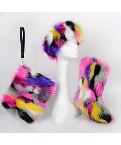 Women Faux Fur Snow Boot with Fur Lining Plus Size Winter Warm Outdoor Furry Fluffy 2020 Fashion Multicolored 4 $33.04 Boots