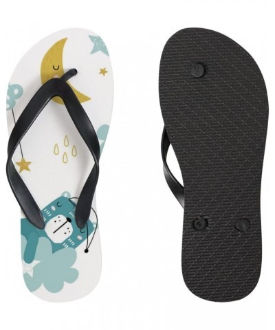 Women's Slim Flip Flops Summer Beach Slipper Casual Flat Slides Tongs Scandals Abstract Flowers Cute Bear in Sky $10.32 Sandals