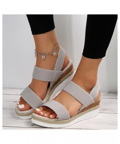 Platform Women Wedge Sneakers Platform Sneakers For Women Sparkly Sandals Heeled Sandals Comfortable Women Sandals For Grey-c...