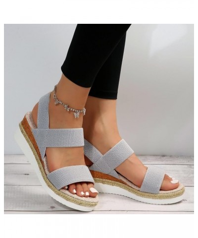 Platform Women Wedge Sneakers Platform Sneakers For Women Sparkly Sandals Heeled Sandals Comfortable Women Sandals For Grey-c...