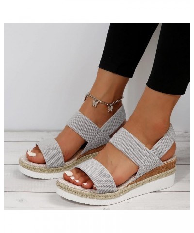 Platform Women Wedge Sneakers Platform Sneakers For Women Sparkly Sandals Heeled Sandals Comfortable Women Sandals For Grey-c...