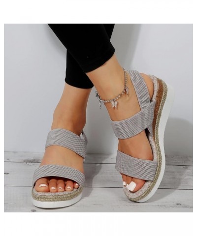 Platform Women Wedge Sneakers Platform Sneakers For Women Sparkly Sandals Heeled Sandals Comfortable Women Sandals For Grey-c...