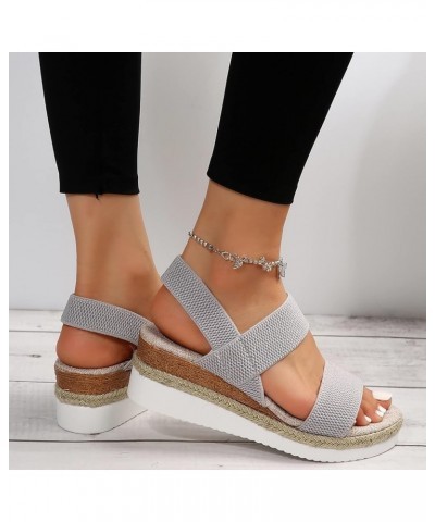 Platform Women Wedge Sneakers Platform Sneakers For Women Sparkly Sandals Heeled Sandals Comfortable Women Sandals For Grey-c...