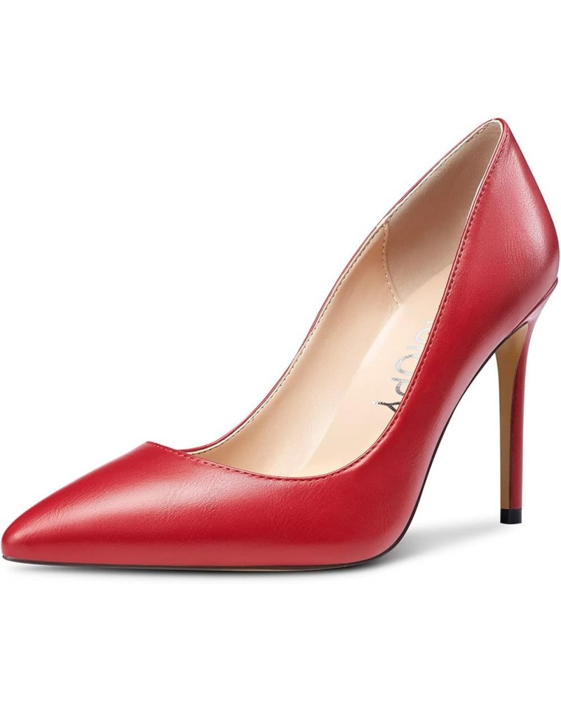 Women Stiletto High Heel Close Pointed Toe Pumps Slip-on Wedding Sexy Dress Shoes Red a $31.15 Pumps