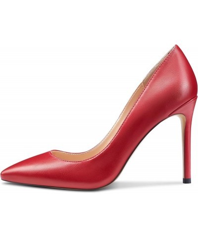 Women Stiletto High Heel Close Pointed Toe Pumps Slip-on Wedding Sexy Dress Shoes Red a $31.15 Pumps