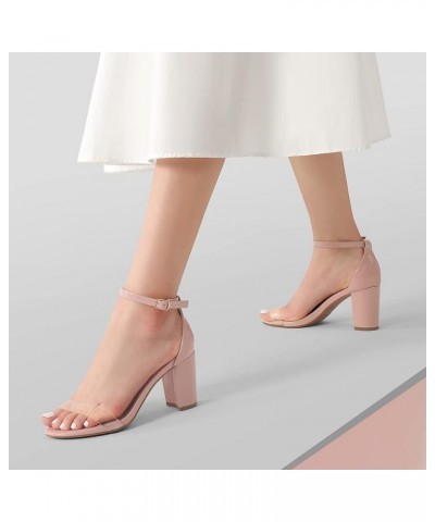 Women's Chunk Low Heel Pump Sandals Nude/Clear $21.23 Sandals