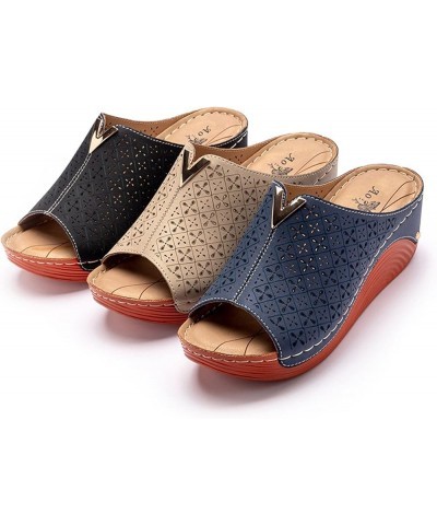 Platform Sandals for Women wide width Women Flip Flops Sandals Walking Summer Wedge Embroidered Sandals Platform Shoes Z 04-b...