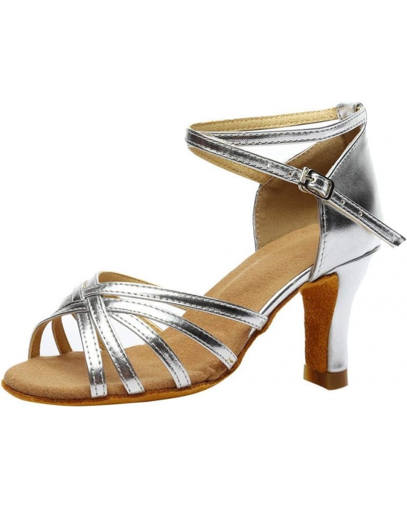 Women Fashion Sandals Dancing Shoes Prom Latin Ballroom Salsa Dance Women's sandals Low Heel Sandals for Women Silver $9.89 S...