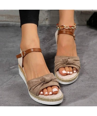 Platform Espadrilles For Women Open Toe Wedge Heel Suede Ankle Strap Wedge Sandals For Summer Holiday Party Casual Shoes 01kh...