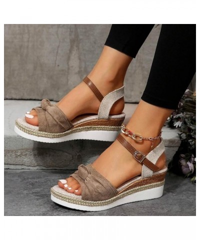 Platform Espadrilles For Women Open Toe Wedge Heel Suede Ankle Strap Wedge Sandals For Summer Holiday Party Casual Shoes 01kh...