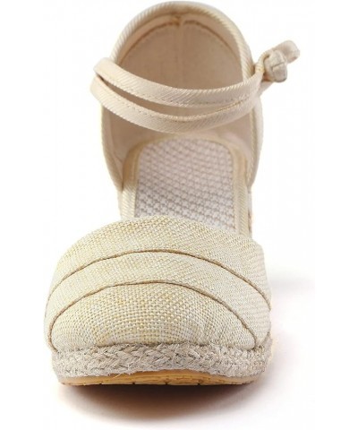 Sandals for Women,Womens Closed Toe Summer Sandals 2023 Casual Ankle Strap Closed Toe Espadrilles Wedge Sandals A Beige $18.0...