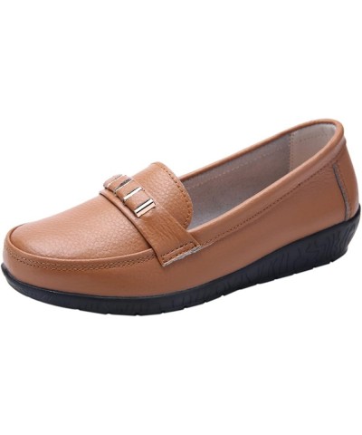 Women Slip-On Platform Loafers, Women's Fashion Slip-On Sneaker Casual Flat Loafers Brown $22.03 Loafers & Slip-Ons