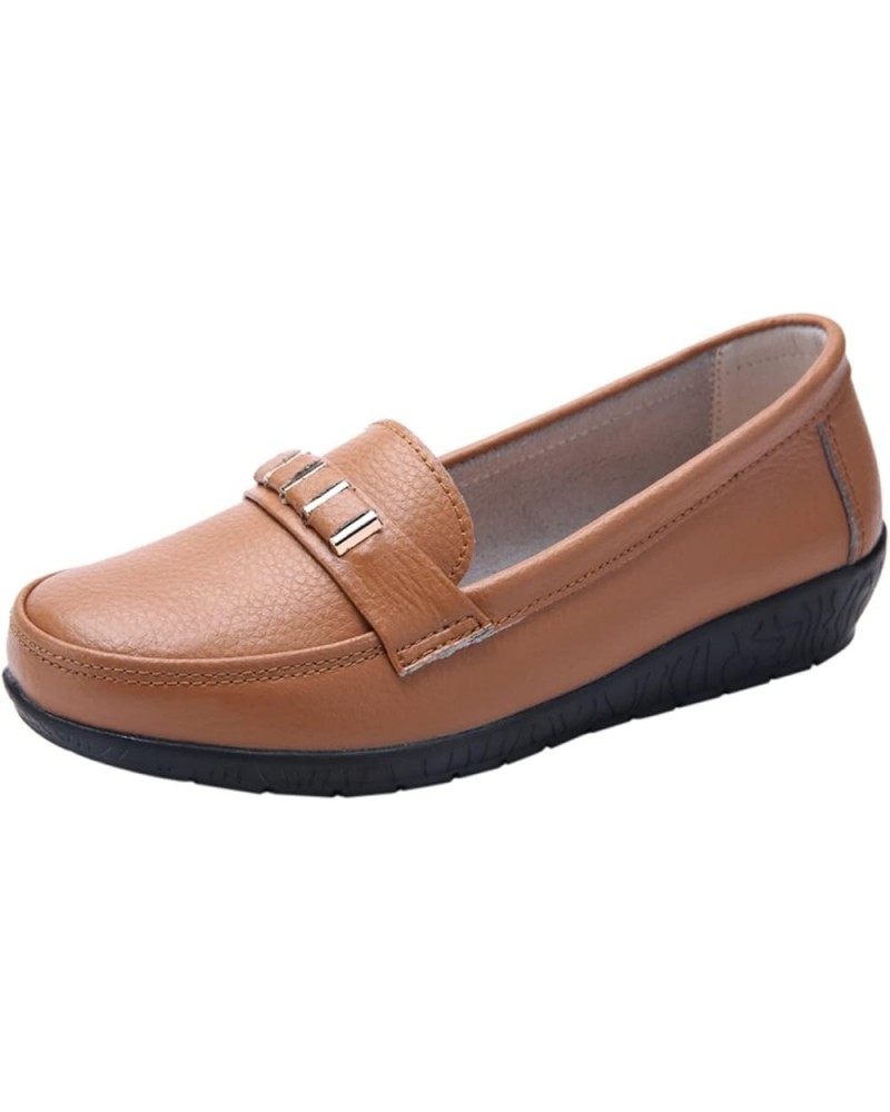 Women Slip-On Platform Loafers, Women's Fashion Slip-On Sneaker Casual Flat Loafers Brown $22.03 Loafers & Slip-Ons