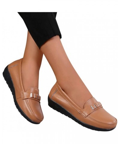 Women Slip-On Platform Loafers, Women's Fashion Slip-On Sneaker Casual Flat Loafers Brown $22.03 Loafers & Slip-Ons