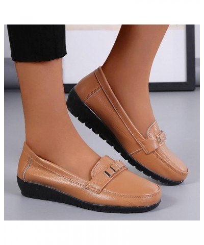 Women Slip-On Platform Loafers, Women's Fashion Slip-On Sneaker Casual Flat Loafers Brown $22.03 Loafers & Slip-Ons