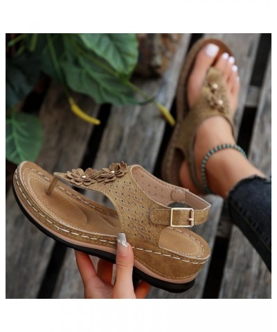 Womens Wedge Sandals Non Slip Arch Support Platform Sandals Summer Walking Comfortable Orthopedic Flip-Flops Yellow $20.13 Ou...