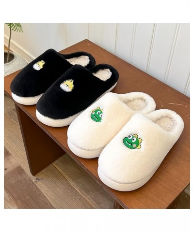 Fluffy Slippers Women Men Cargo Couple's Winter Indoor Home Plus Velvet Flat Shoes Thick Lightweight Leisure Loafers C-black ...