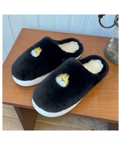 Fluffy Slippers Women Men Cargo Couple's Winter Indoor Home Plus Velvet Flat Shoes Thick Lightweight Leisure Loafers C-black ...