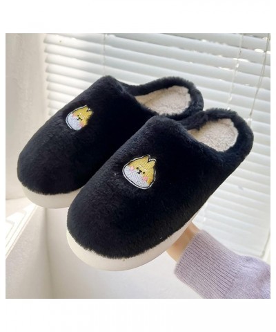 Fluffy Slippers Women Men Cargo Couple's Winter Indoor Home Plus Velvet Flat Shoes Thick Lightweight Leisure Loafers C-black ...