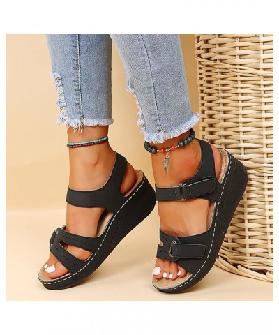 Platform Shoes Women Wedges For Women Dressy Comfortable And Wide Silver Platform Sandals For Women Dressy We Black-i $18.85 ...