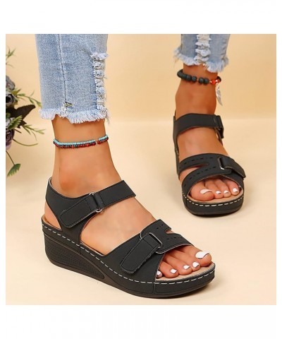 Platform Shoes Women Wedges For Women Dressy Comfortable And Wide Silver Platform Sandals For Women Dressy We Black-i $18.85 ...