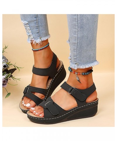 Platform Shoes Women Wedges For Women Dressy Comfortable And Wide Silver Platform Sandals For Women Dressy We Black-i $18.85 ...