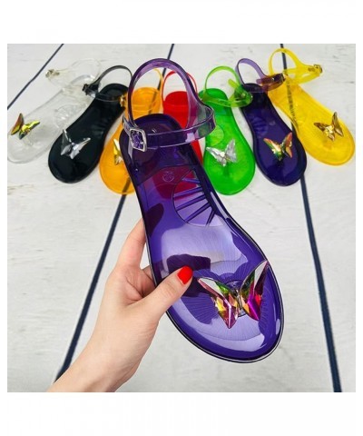 Womens Jelly Sandals Bow Flat Sandals Open Toe Flip-Flops Summer Comfortable Slippers Outdoor Beach Shoes Non-Slip-A5||EU41/U...