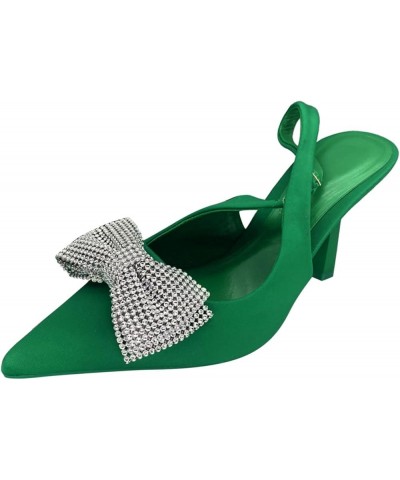 Women's Stilettos Sandals, Ladies Fashion Summer Rhinestone Peep Toe Pointed Toe Thin High Heel Sandals Z 04-green $11.16 San...