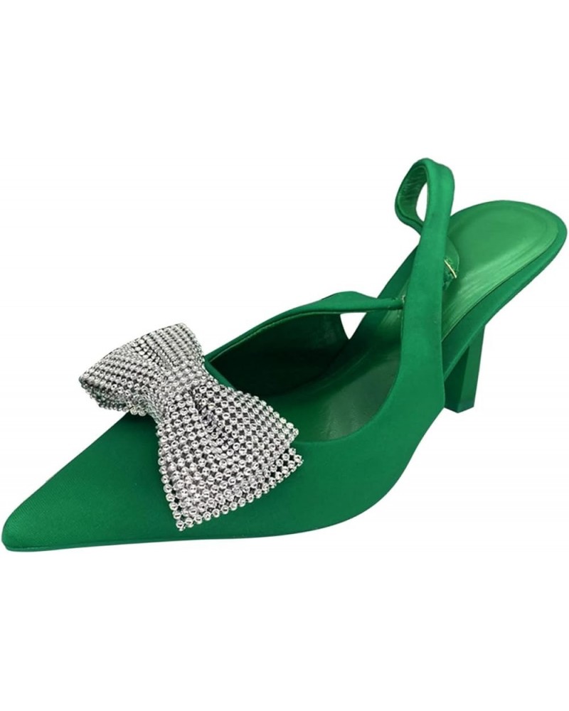 Women's Stilettos Sandals, Ladies Fashion Summer Rhinestone Peep Toe Pointed Toe Thin High Heel Sandals Z 04-green $11.16 San...