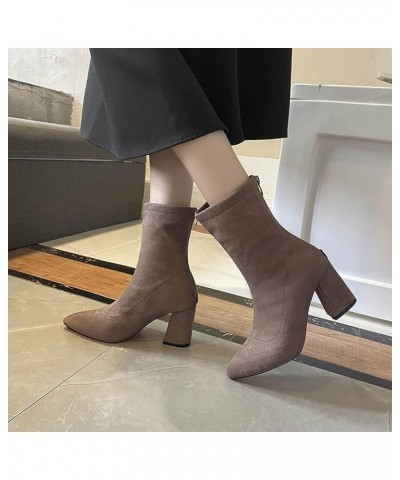 Ankle Boots for Women Zipper Mid Calf Booties Womens Outdoor Booties Women'S Slip On Boot Khaki-a $17.86 Outdoor Shoes