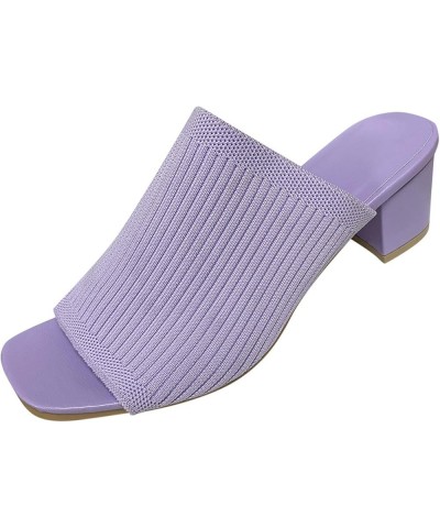 pointed toe heels for women,Womens Mesh Fashion Casual Sandals Chunky Heel High Heel Sandals Purple $11.30 Sandals