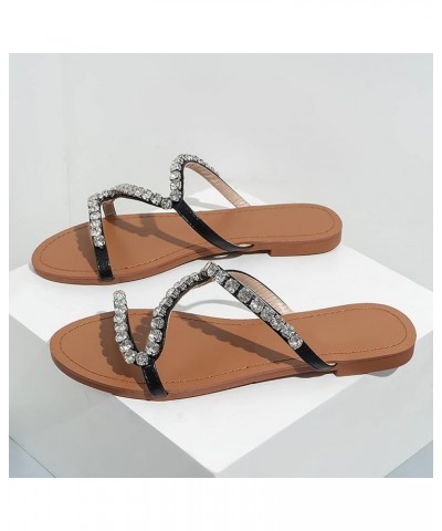 Women's Fashion Casual Flat Round Toe Elastic Band Slip On Sandals Shoes Z 14-black $15.47 Sandals