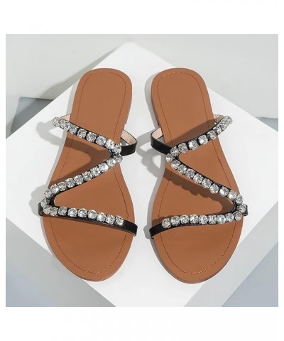 Women's Fashion Casual Flat Round Toe Elastic Band Slip On Sandals Shoes Z 14-black $15.47 Sandals