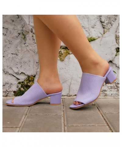 pointed toe heels for women,Womens Mesh Fashion Casual Sandals Chunky Heel High Heel Sandals Purple $11.30 Sandals