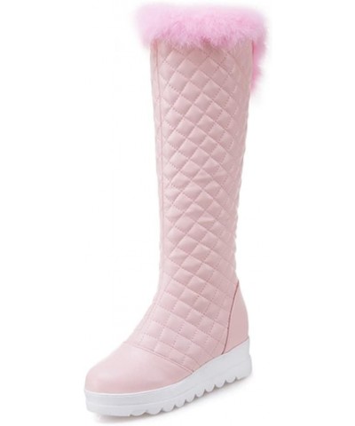 Women's Winter Warm Boots Zipper Plush Lined Platform Wide Calf Knee High Tall Snow Boot 39 Pink $34.64 Boots