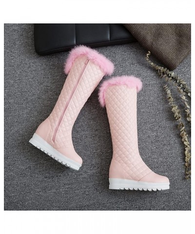 Women's Winter Warm Boots Zipper Plush Lined Platform Wide Calf Knee High Tall Snow Boot 39 Pink $34.64 Boots