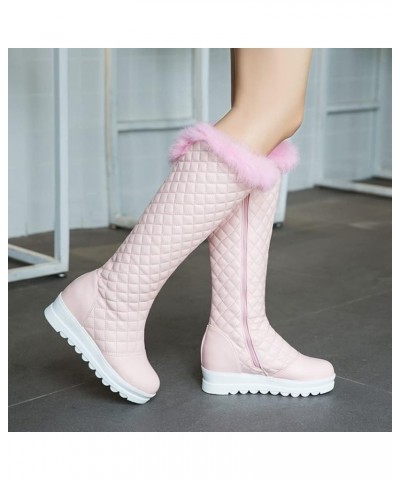 Women's Winter Warm Boots Zipper Plush Lined Platform Wide Calf Knee High Tall Snow Boot 39 Pink $34.64 Boots