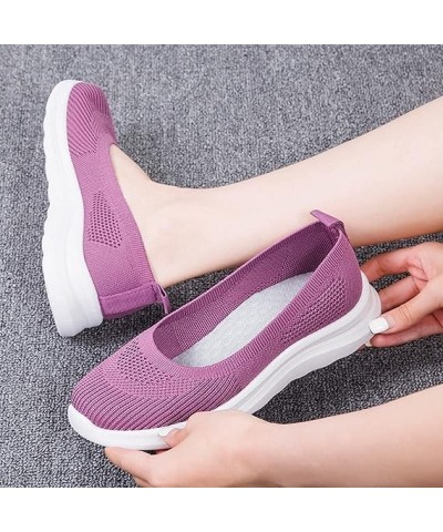 Womans Arch Support Walking Shoes Mesh Color Breathable Outdoor Solid Sports Shoes Shoes Running Women (Purple, 7.5) 8 Purple...